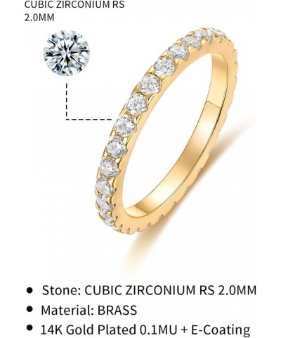 Cubic Zirconia Eternity Wedding Band for Women Stackable Ring 6 14K Yellow Gold Plated $8.92 Rings