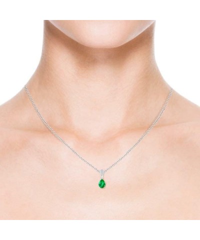 Natural Emerald Solitaire Pendant Necklace for Women, Girls in 14K Solid Gold/Platinum | May Birthstone | Jewelry Gift for He...