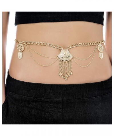 2 PCS Waist Belt Chain Vintage Dangle Dancing Tassel Body Chain Bikini Beach Body Jewelry for Women Silver Gold Tone A:2pcs,G...