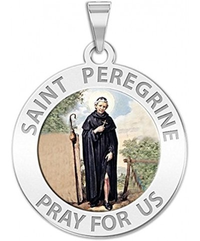 Saint Peregrine Religious Medal Color - 3/4 Inch Size of a Nickel -Sterling Silver Medal Only $19.78 Pendants