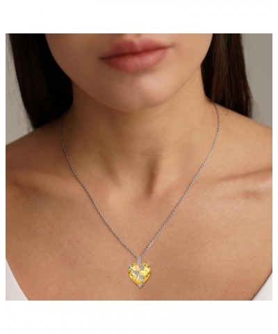 Heart Birthstone Necklace for Women 925 Sterling Silver Star Heart Pendant Jewelry Gift for her 11-Golden Topaz-Nov $30.55 Ne...