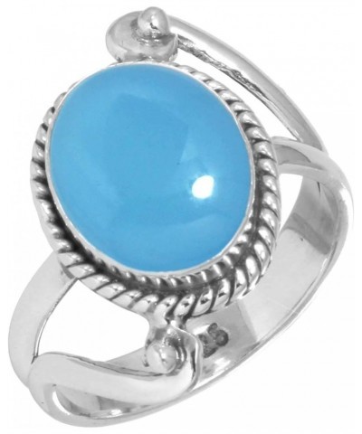 925 Sterling Silver Handmade Ring for Women 9x11 Oval Gemstone Costume Silver Jewelry for Gift (99013_R) Blue Chalcedony $13....