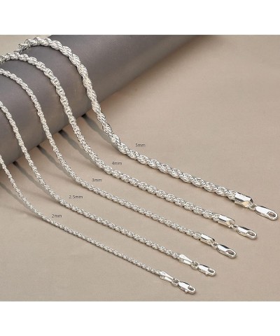 Silver Necklace for women men Solid 925 Sterling Silver Clasp 2mm 2.5mm 3mm 4mm 5mm Gold/Silver Rope Chain Silver Chain for m...