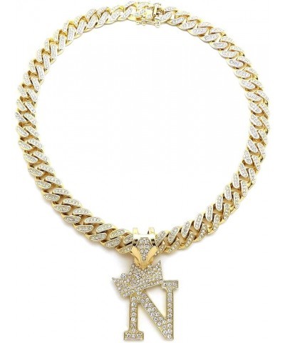 Unisex Pave Alphabet Initial Letter Pendant 12mm 18" Box Lock Miami Cuban Chain Necklace N $21.56 Necklaces