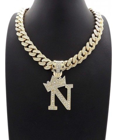 Unisex Pave Alphabet Initial Letter Pendant 12mm 18" Box Lock Miami Cuban Chain Necklace N $21.56 Necklaces