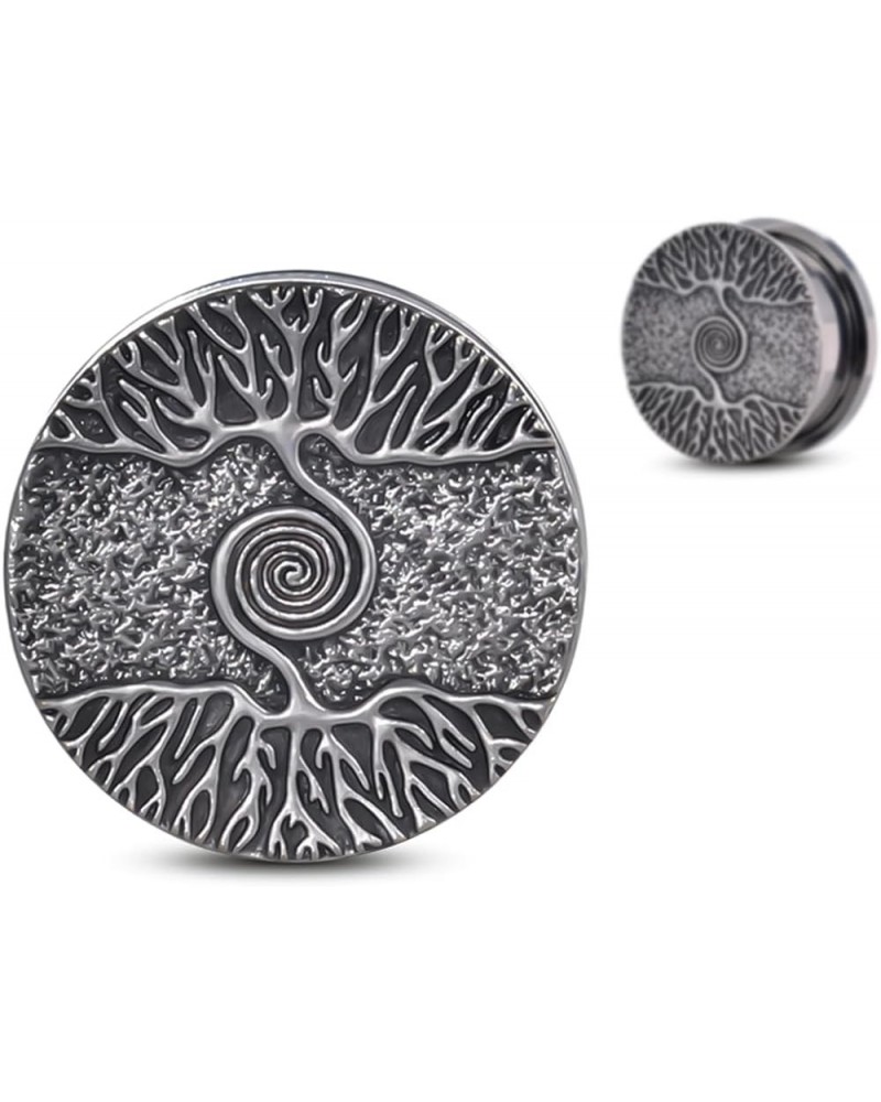 Life Tree Earrings Piercing Plugs Screw Back Stainless Steel Gauges Tunnels. S8576G 3/4"(19mm) $10.25 Body Jewelry