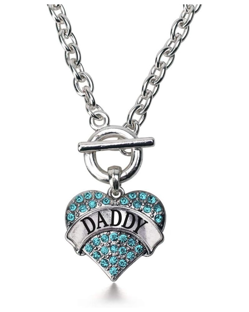 Silver Pave Heart Charm 18 Inch Necklace with Cubic Zirconia Jewelry Daddy Aqua $10.39 Necklaces