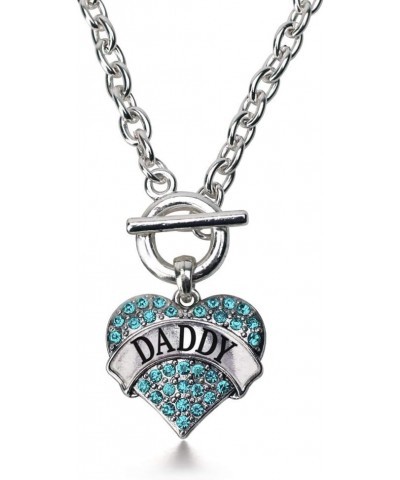 Silver Pave Heart Charm 18 Inch Necklace with Cubic Zirconia Jewelry Daddy Aqua $10.39 Necklaces