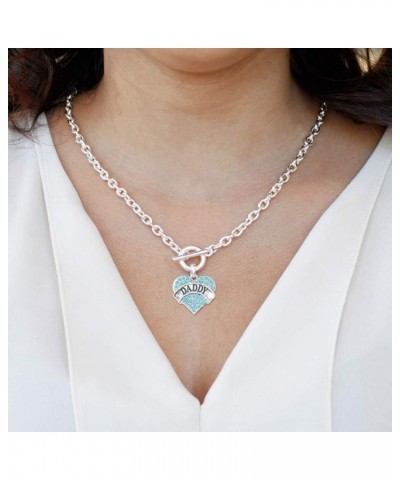 Silver Pave Heart Charm 18 Inch Necklace with Cubic Zirconia Jewelry Daddy Aqua $10.39 Necklaces