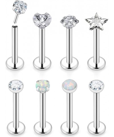 20G 18G 16G Push in Theadless Nose Rings Studs Hypoallergenic Flat Back Nose Piercing Stainless Steel Cartilage Helix Tragus ...