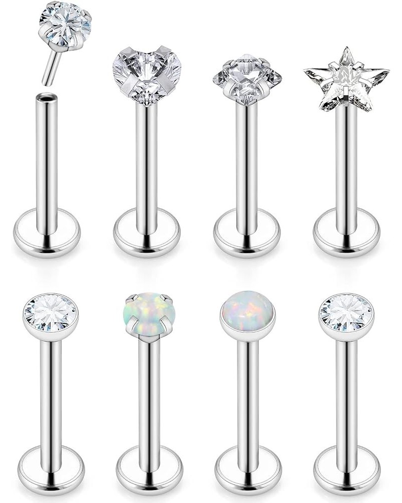 20G 18G 16G Push in Theadless Nose Rings Studs Hypoallergenic Flat Back Nose Piercing Stainless Steel Cartilage Helix Tragus ...