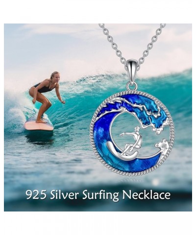 Surfer Necklace for Women/Men Sterling Silver Surfboard Necklace Ocean Wave Necklace Beach Jewelry for Women Men Teens Girls ...