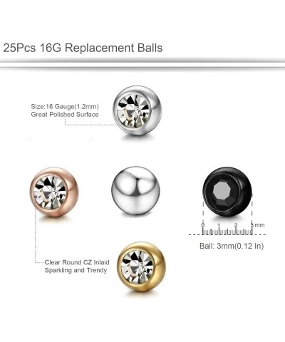 25Pcs 14-16G Stainless Steel Replacement Balls Piercing Balls Barbell Parts Jewelry 3-6mm A:16G,Ball Diameter:3mm $9.35 Body ...