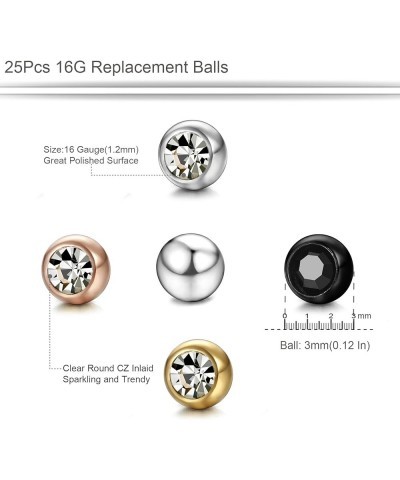 25Pcs 14-16G Stainless Steel Replacement Balls Piercing Balls Barbell Parts Jewelry 3-6mm A:16G,Ball Diameter:3mm $9.35 Body ...