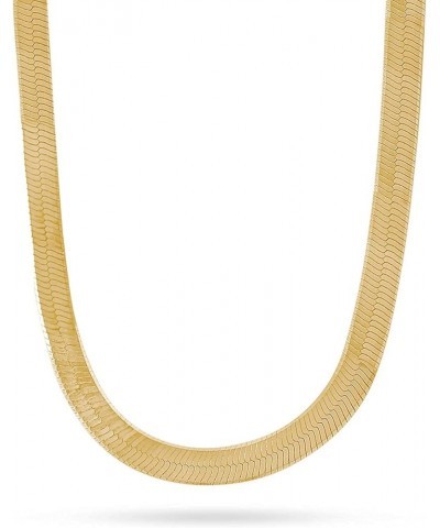 18K Gold Plating Over Sterling Silver 3MM, 4.5MM, 5.5MM, 7MM Flexible Flat Magic Herringbone Chain Necklace 20 7MM Gold $37.1...