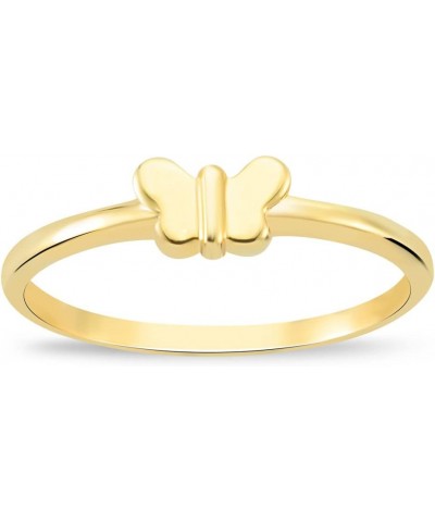 14K Real Gold Butterfly Ring for Women | 14K Solid Gold Trendy Stacking Rings | Dainty Gold Animal Rings | Women's 14k Gold N...