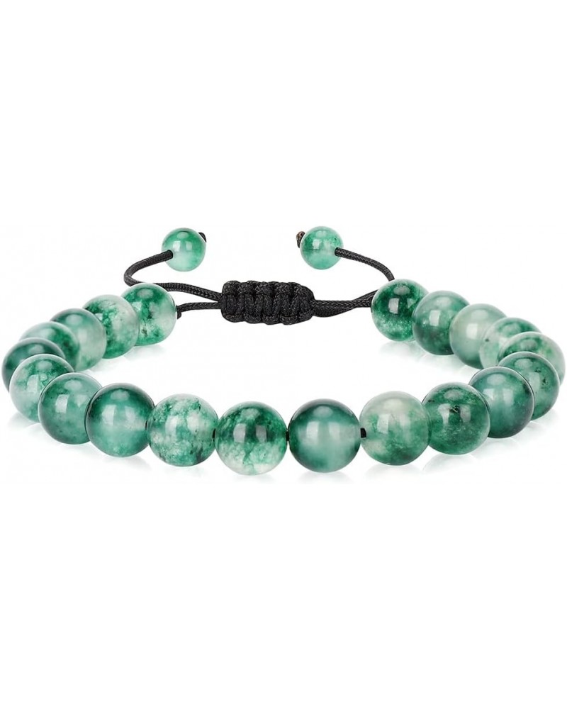 Natural Healing Crystal Beads Bracelet Gemstone Couple Adjustable Gift Bracelet Grass Agate $8.39 Bracelets