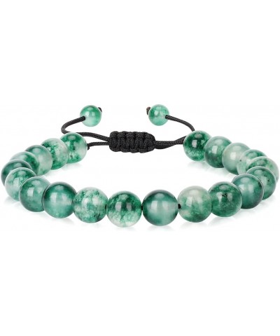 Natural Healing Crystal Beads Bracelet Gemstone Couple Adjustable Gift Bracelet Grass Agate $8.39 Bracelets