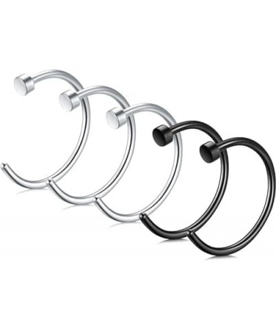 5PCS Nose Rings Hoops for Women 316L Stainless Steel Nose Piercings Jewelry Hypoallergenic 18G 20G 22G Nose Ring 8MM 10MM Sil...