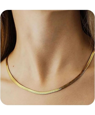 Dainty Choker Necklace for Women 18K Gold Plated Shining Dots Box Chain Sparkle Necklaces Cute Paperclip Link Herringbone Nec...