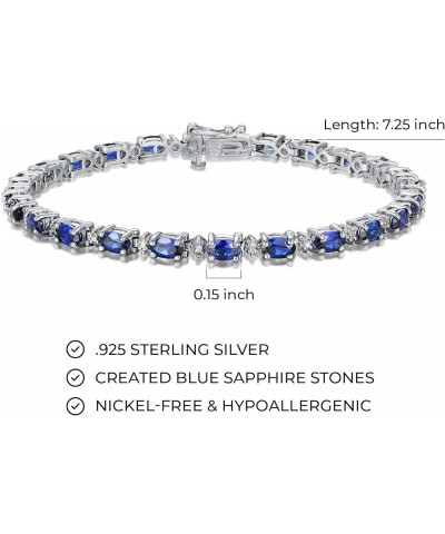 Tennis Bracelet for Women, Diamonds and Oval Gemstones, Birthstone Colors, Pure 925 Sterling Silver with Secure Locking Clasp...