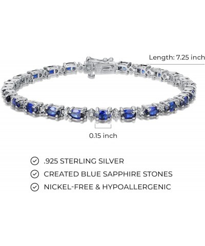 Tennis Bracelet for Women, Diamonds and Oval Gemstones, Birthstone Colors, Pure 925 Sterling Silver with Secure Locking Clasp...