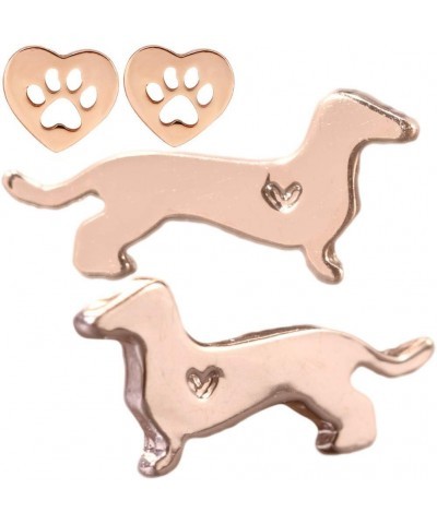 Dachshund Gifts Stud Earrings: Dog Mom Earring Gift Set for Women Wiener Dog Paw Jewelry Rose Gold Paw Print Bundle $8.78 Ear...