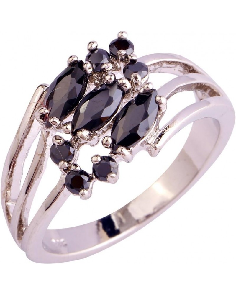 925 Sterling Silver Created Emerald Quartz Filled Bypass Band Ring A-Black $4.23 Rings