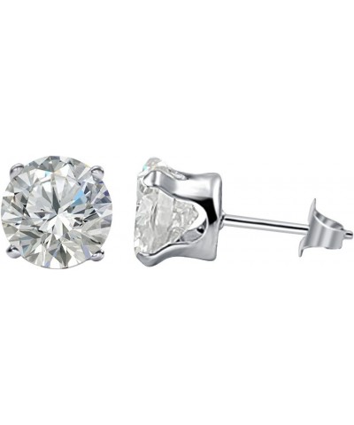 7mm Round Clear Cubic Zirconia CZ 925 Sterling Silver Post Back Stud Earrings for Women $8.39 Earrings