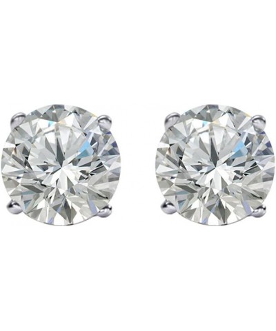 7mm Round Clear Cubic Zirconia CZ 925 Sterling Silver Post Back Stud Earrings for Women $8.39 Earrings