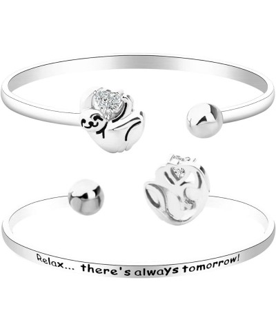 Sloth Charm Bracelet Sloth Gifts Lazy Bracelet Relax There's Always Tomorrow Gifts for Women Silver $10.26 Bracelets