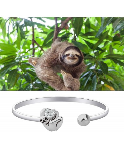 Sloth Charm Bracelet Sloth Gifts Lazy Bracelet Relax There's Always Tomorrow Gifts for Women Silver $10.26 Bracelets