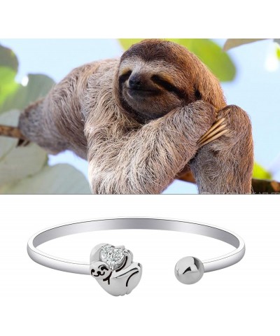 Sloth Charm Bracelet Sloth Gifts Lazy Bracelet Relax There's Always Tomorrow Gifts for Women Silver $10.26 Bracelets