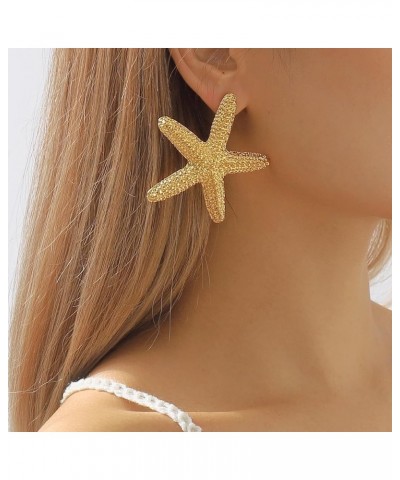 Gold Starfish Earrings Stud Silver Starfish Necklace for Women Gold Beachy Earrings Beach Necklace Summer Jewelry 1_Silver St...