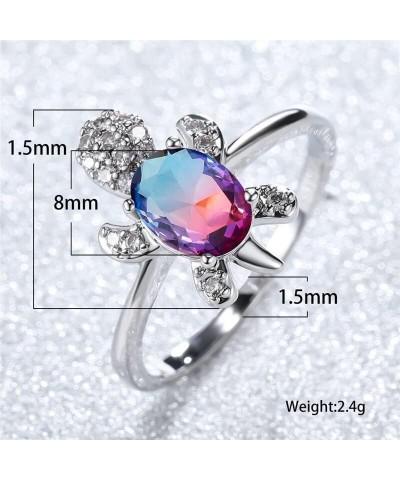 Blue Purple Oval Zircon Turtle Stud Earrings and Rings for Women Wedding Bridal Jewelry Sets Multicolor Stone Jewelry Animal ...