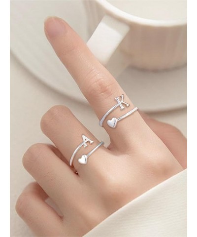 Initial Rings for Women Heart Wrap Letter Ring Adjustable Stackable Ring Alphabet Initial Jewelry for Teen Girls Girlfriend W...