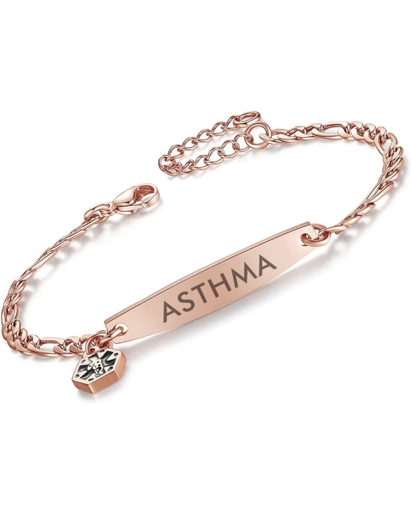 Medical id bracelets for women 7-8.5 inch Fashion Rose gold Medical alert ID bracelets Rose Gold asthma $14.49 Bracelets