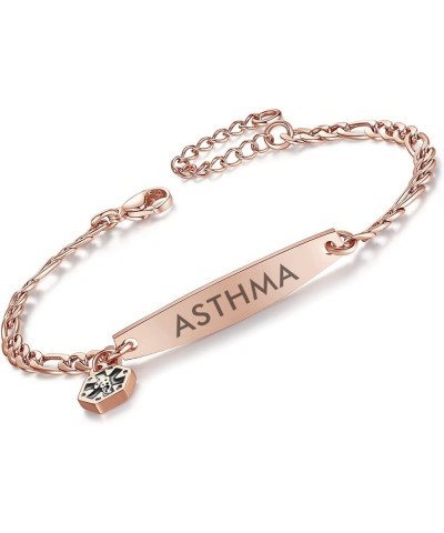 Medical id bracelets for women 7-8.5 inch Fashion Rose gold Medical alert ID bracelets Rose Gold asthma $14.49 Bracelets