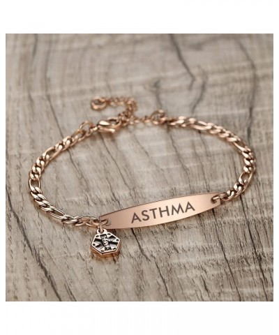 Medical id bracelets for women 7-8.5 inch Fashion Rose gold Medical alert ID bracelets Rose Gold asthma $14.49 Bracelets