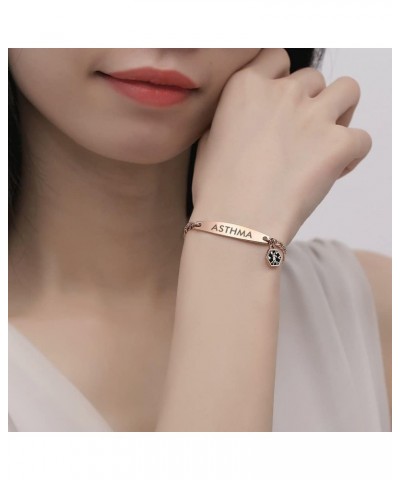 Medical id bracelets for women 7-8.5 inch Fashion Rose gold Medical alert ID bracelets Rose Gold asthma $14.49 Bracelets