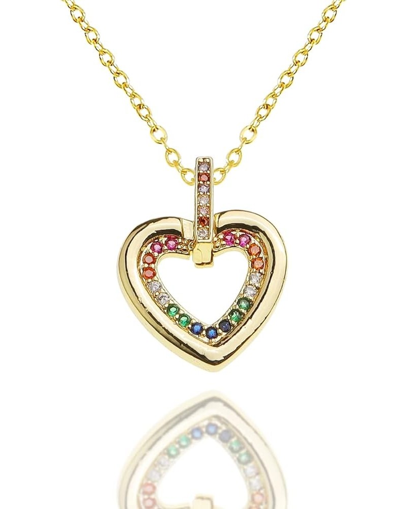 Heart Gold Pendant Love Necklace for Women - Dainty Link Chain Sparkly Cubic Zirconia Friendship Couples Family Gifts Color $...