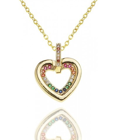 Heart Gold Pendant Love Necklace for Women - Dainty Link Chain Sparkly Cubic Zirconia Friendship Couples Family Gifts Color $...