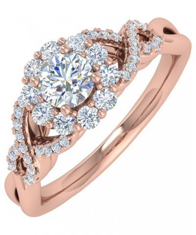 1/2 Carat Prong Set Diamond Twisted Engagement Ring in 14K Solid Gold Rose Gold $216.45 Rings