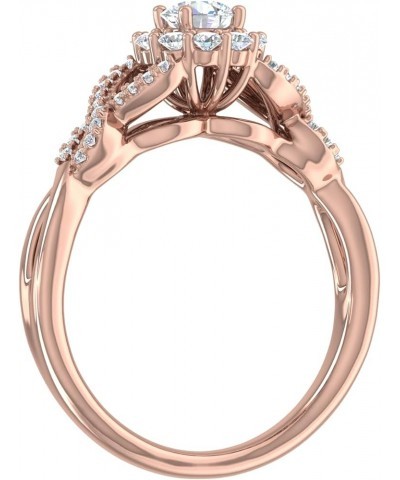 1/2 Carat Prong Set Diamond Twisted Engagement Ring in 14K Solid Gold Rose Gold $216.45 Rings