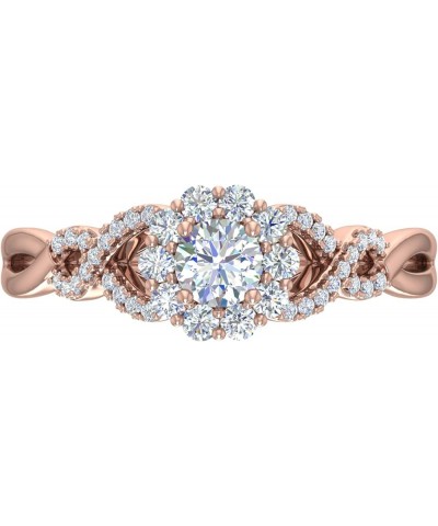 1/2 Carat Prong Set Diamond Twisted Engagement Ring in 14K Solid Gold Rose Gold $216.45 Rings