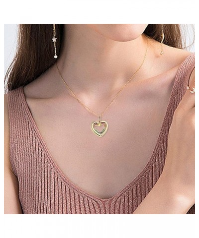 Heart Gold Pendant Love Necklace for Women - Dainty Link Chain Sparkly Cubic Zirconia Friendship Couples Family Gifts Color $...