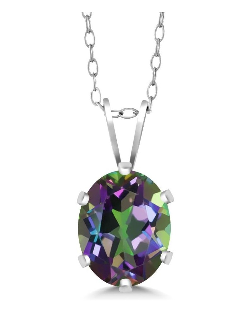 925 Sterling Silver Mystic Topaz Pendant Necklace For Women (0.95 Cttw, Oval 7X5MM) $16.32 Necklaces