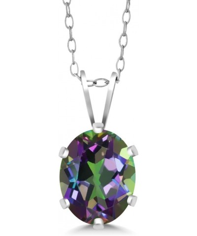 925 Sterling Silver Mystic Topaz Pendant Necklace For Women (0.95 Cttw, Oval 7X5MM) $16.32 Necklaces