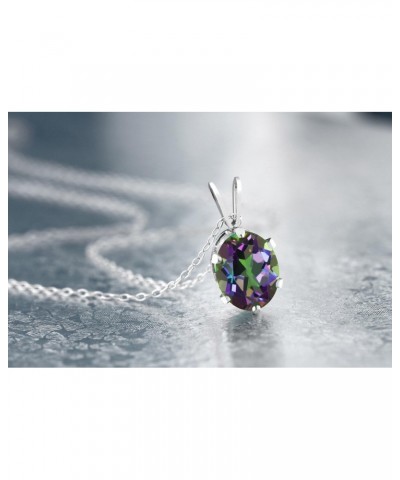 925 Sterling Silver Mystic Topaz Pendant Necklace For Women (0.95 Cttw, Oval 7X5MM) $16.32 Necklaces