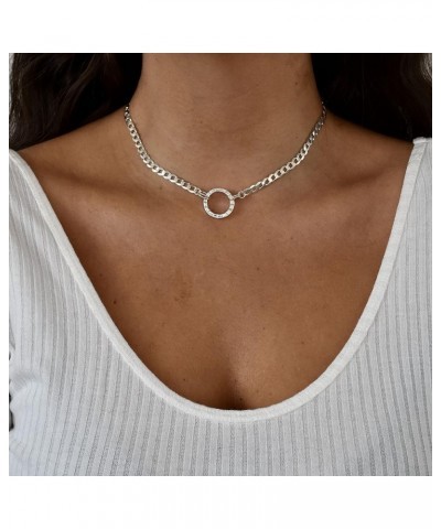 Chocker necklace in 950 silver or gold-plated with hand-carved moon or circular charm, with different chains and extensions t...